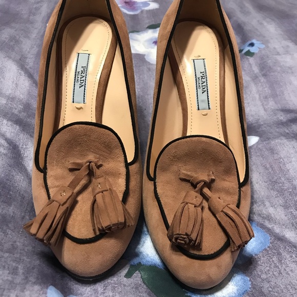 Prada Shoes - Beautiful Prada suede heels with tassels!
